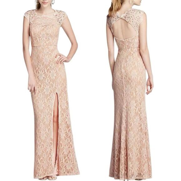 City Triangles Dresses & Skirts - City Triangles All Over Lace Prom Dress with Side Slit Skirt